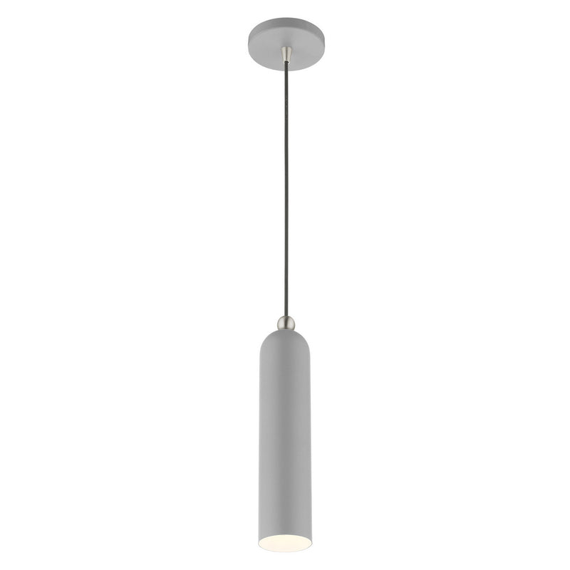 Livex Lighting 46751-80 One Light Pendant, Nordic Gray w/ Brushed Nickels
