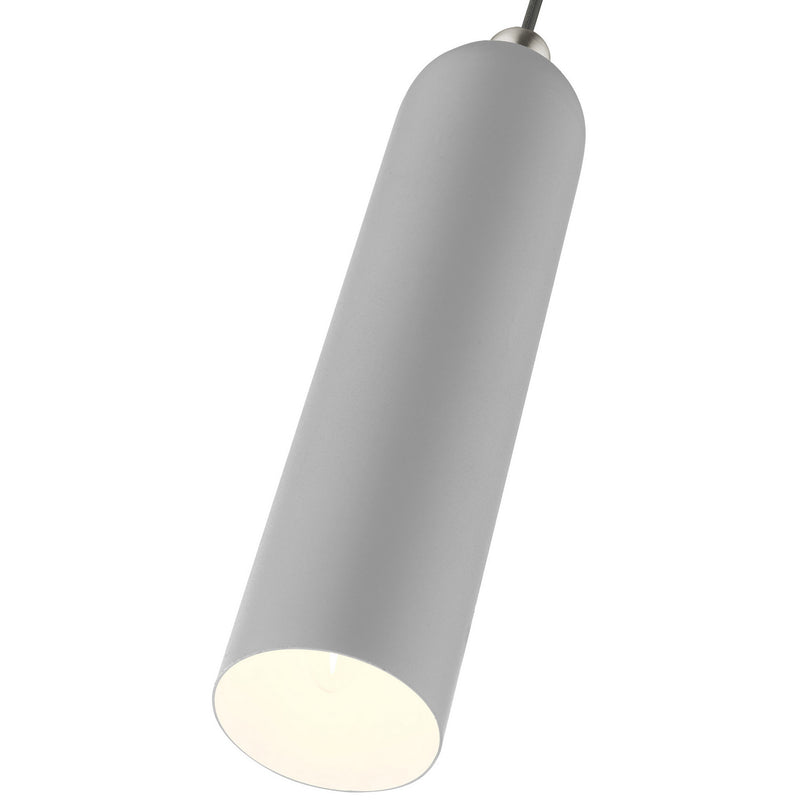 Livex Lighting 46751-80 One Light Pendant, Nordic Gray w/ Brushed Nickels