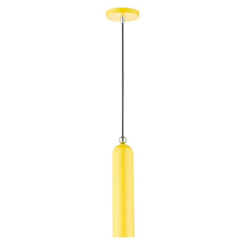 Livex Lighting 46751-82 One Light Pendant, Shiny Yellow w/ Polished Chromes