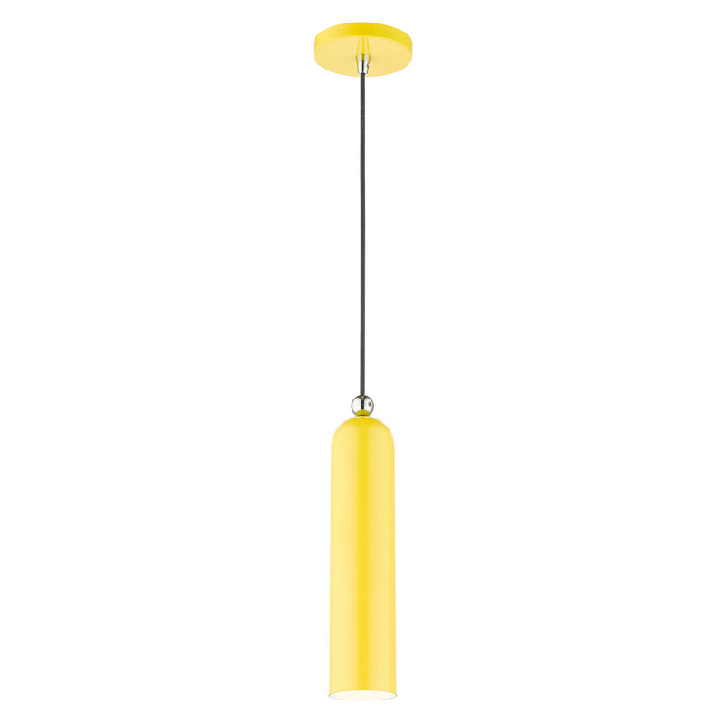 Livex Lighting 46751-82 One Light Pendant, Shiny Yellow w/ Polished Chromes