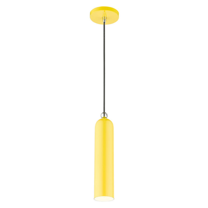 Livex Lighting 46751-82 One Light Pendant, Shiny Yellow w/ Polished Chromes