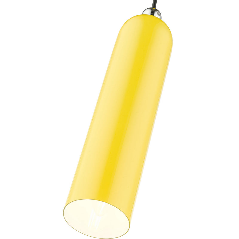 Livex Lighting 46751-82 One Light Pendant, Shiny Yellow w/ Polished Chromes