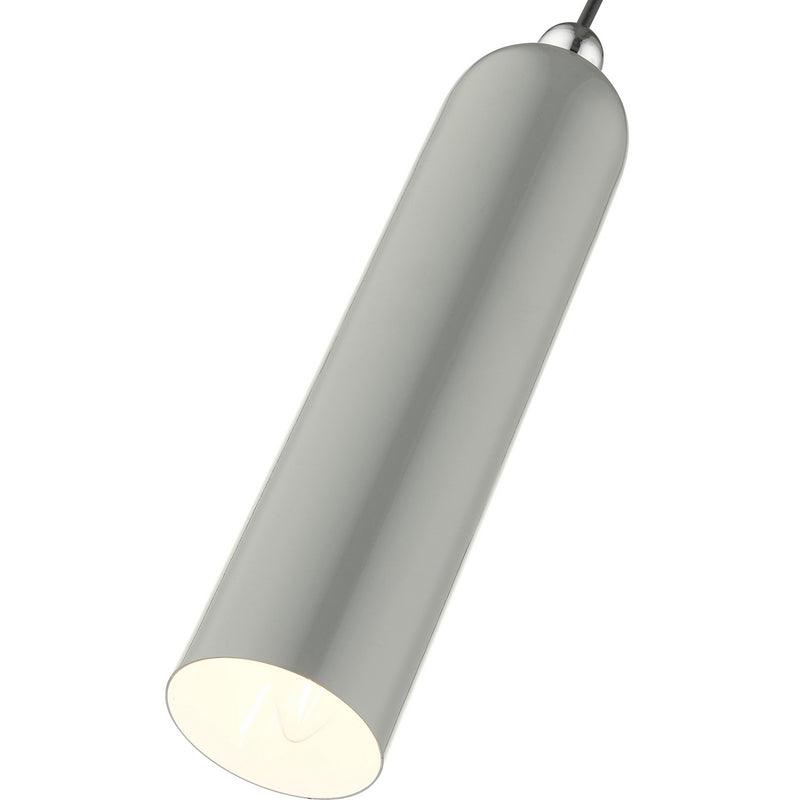 Livex Lighting 46751-90 One Light Pendant, Shiny Light Gray w/ Polished Chromes