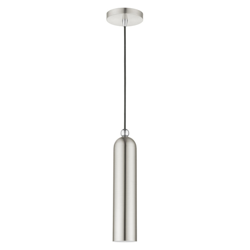 Livex Lighting 46751-91 One Light Pendant, Brushed Nickel w/ Polished Chromes