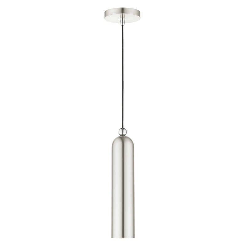 Livex Lighting 46751-91 One Light Pendant, Brushed Nickel w/ Polished Chromes