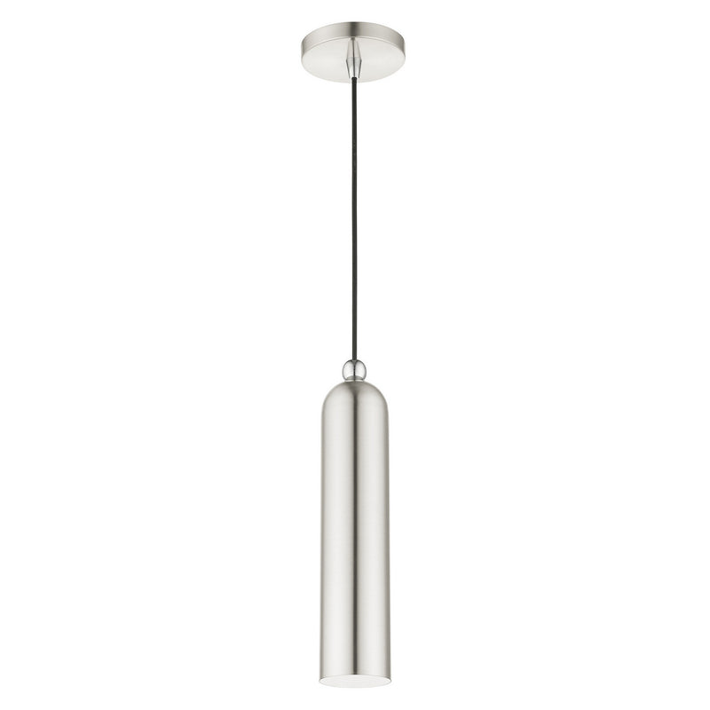 Livex Lighting 46751-91 One Light Pendant, Brushed Nickel w/ Polished Chromes
