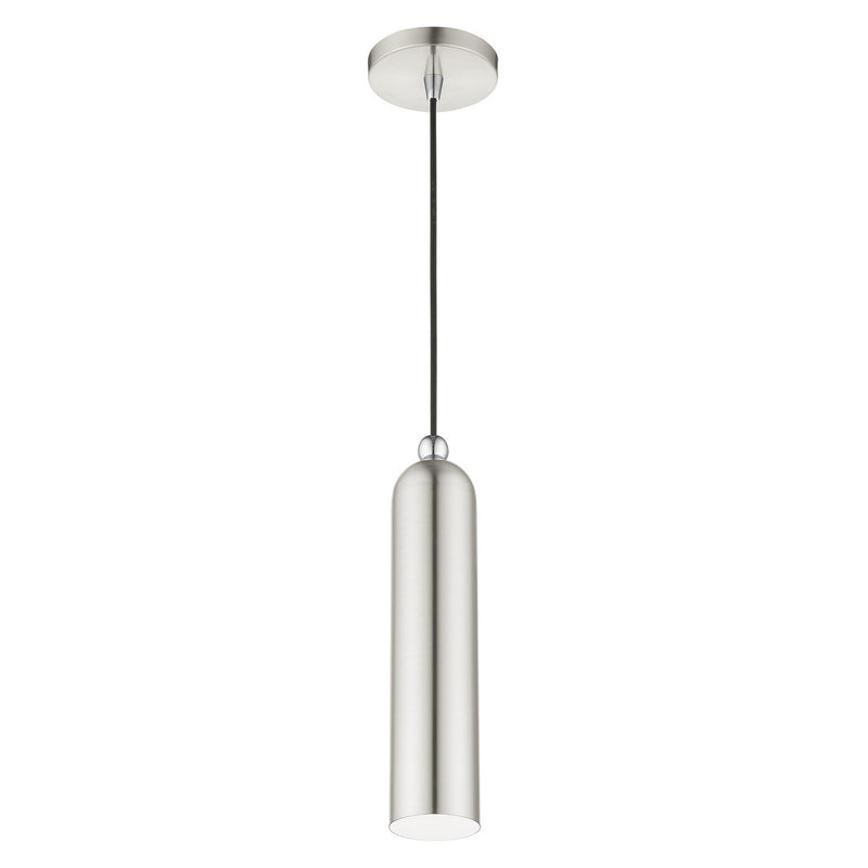 Livex Lighting 46751-91 One Light Pendant, Brushed Nickel w/ Polished Chromes