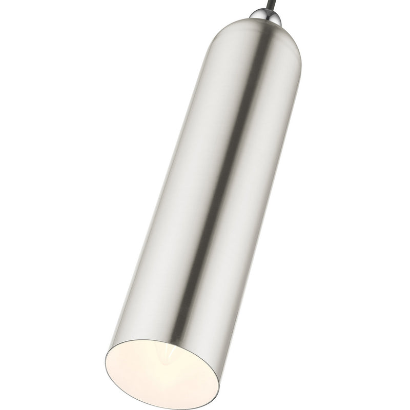 Livex Lighting 46751-91 One Light Pendant, Brushed Nickel w/ Polished Chromes
