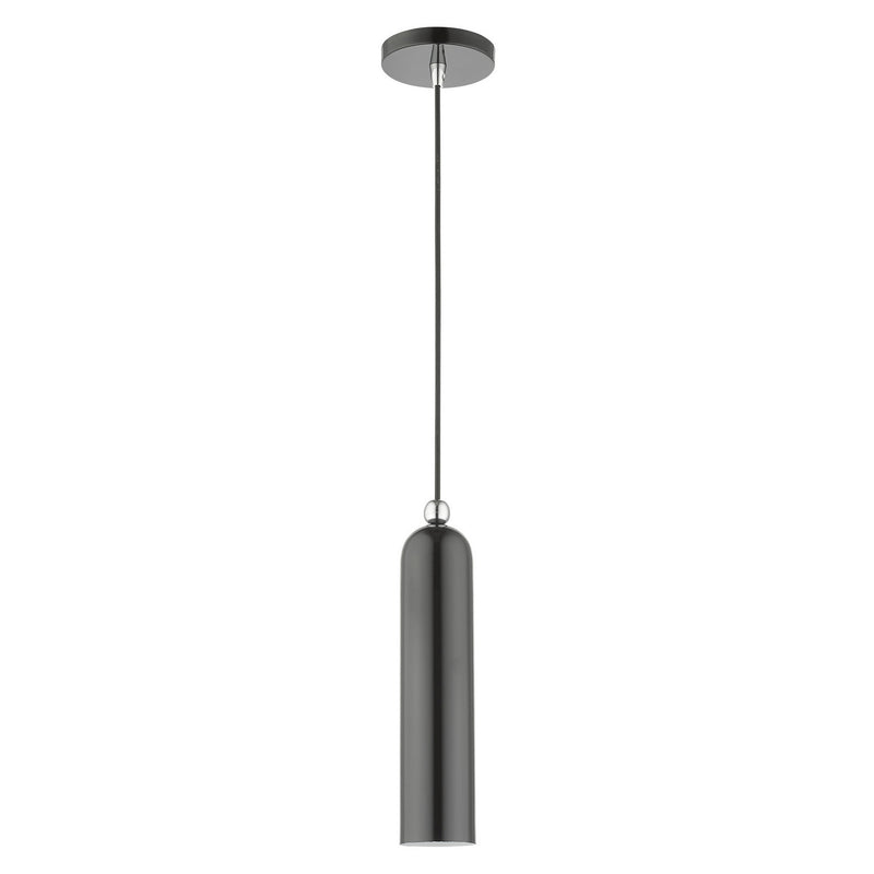 Livex Lighting 46751-96 One Light Pendant, Shiny Dark Gray w/ Polished Chromes