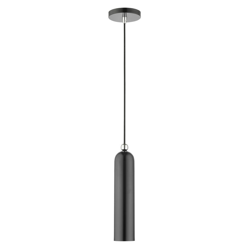 Livex Lighting 46751-96 One Light Pendant, Shiny Dark Gray w/ Polished Chromes