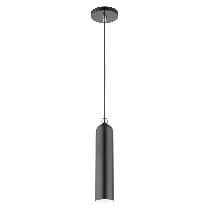 Livex Lighting 46751-96 One Light Pendant, Shiny Dark Gray w/ Polished Chromes