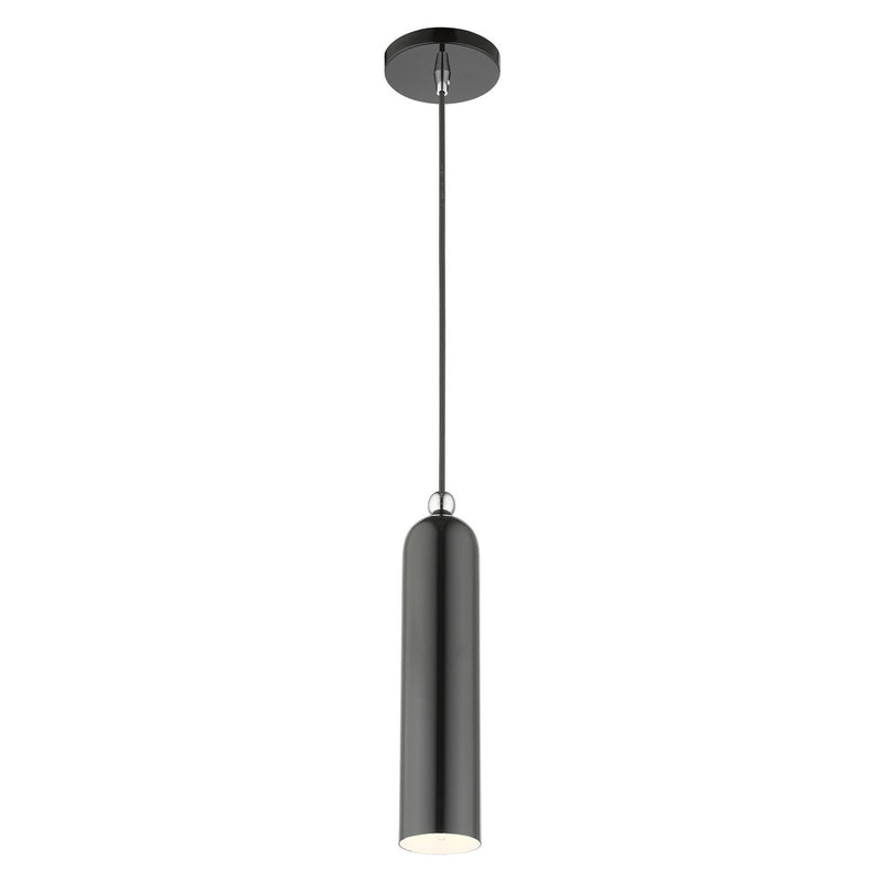 Livex Lighting 46751-96 One Light Pendant, Shiny Dark Gray w/ Polished Chromes