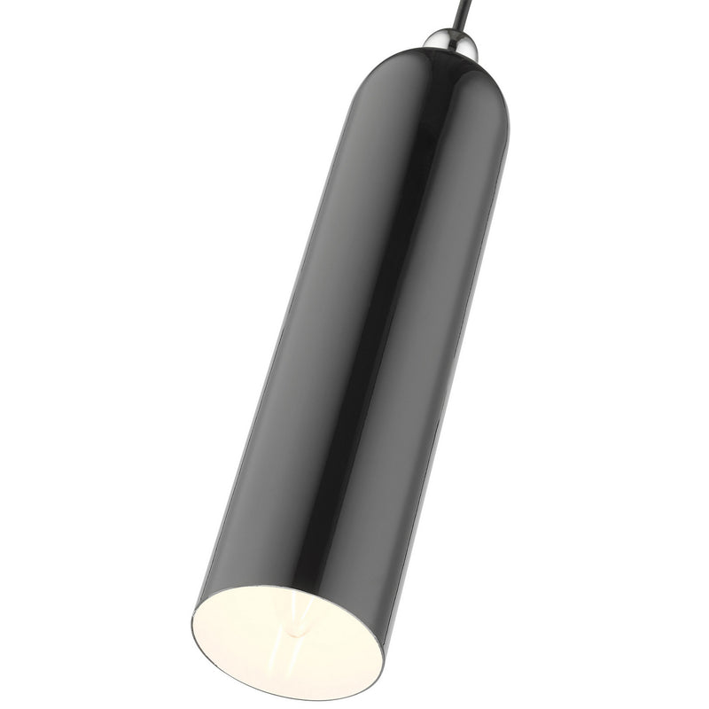 Livex Lighting 46751-96 One Light Pendant, Shiny Dark Gray w/ Polished Chromes