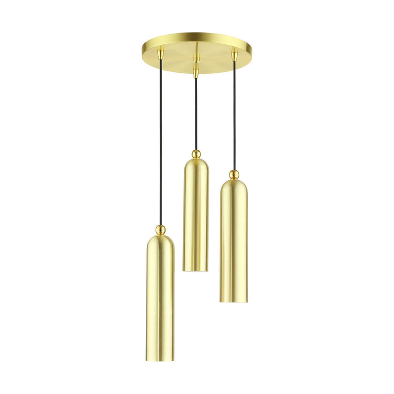 Livex Lighting 46753-12 Three Light Pendant, Satin Brass w/ Polished Brasss