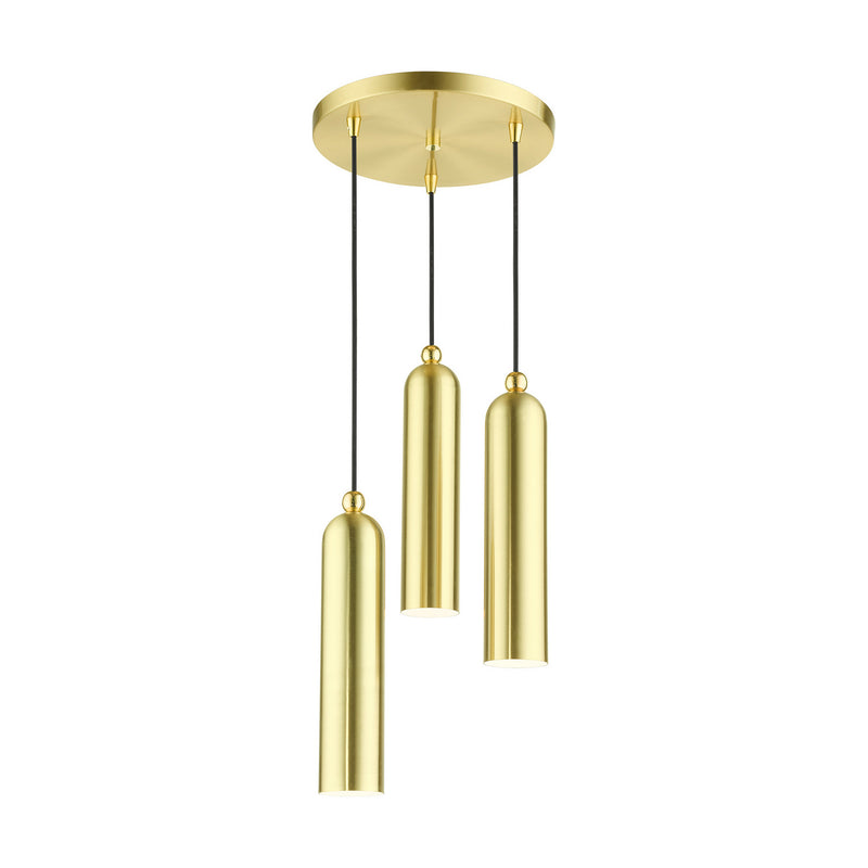 Livex Lighting 46753-12 Three Light Pendant, Satin Brass w/ Polished Brasss