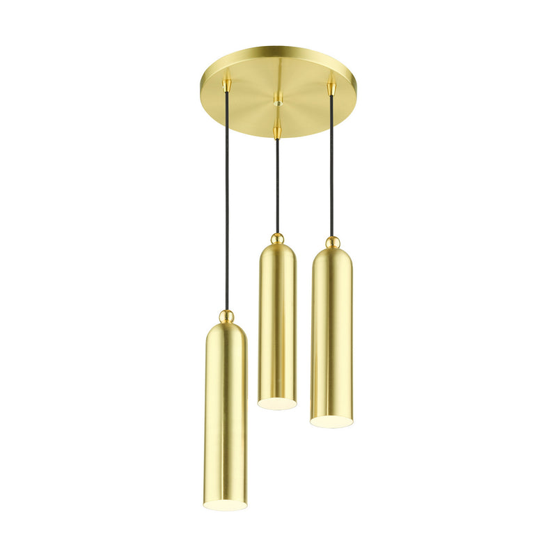 Livex Lighting 46753-12 Three Light Pendant, Satin Brass w/ Polished Brasss