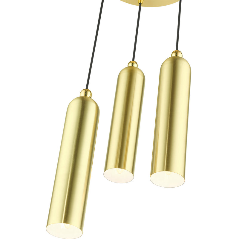 Livex Lighting 46753-12 Three Light Pendant, Satin Brass w/ Polished Brasss
