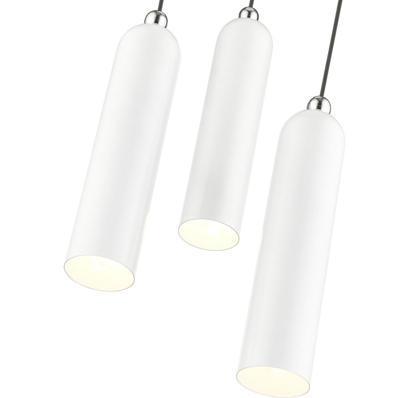 Livex Lighting 46753-69 Three Light Pendant, Shiny White w/ Polished Chromes
