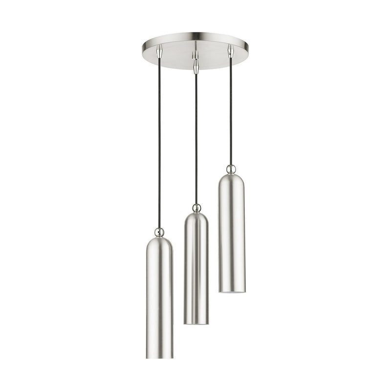 Livex Lighting 46753-91 Three Light Pendant, Brushed Nickel w/ Polished Chromes