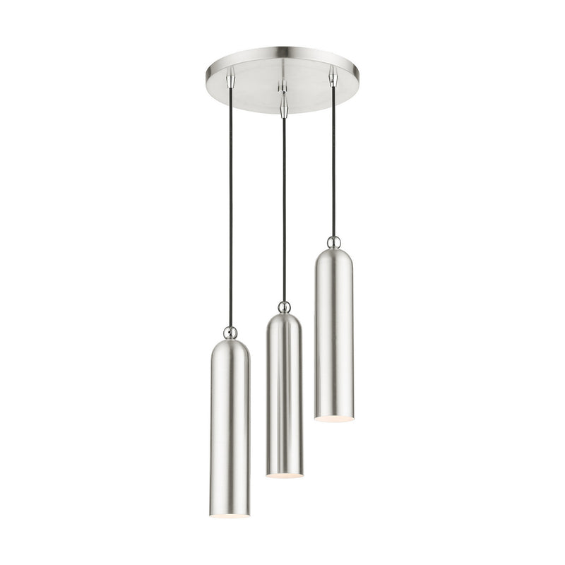 Livex Lighting 46753-91 Three Light Pendant, Brushed Nickel w/ Polished Chromes