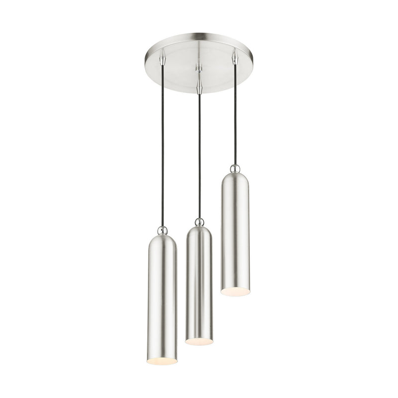 Livex Lighting 46753-91 Three Light Pendant, Brushed Nickel w/ Polished Chromes