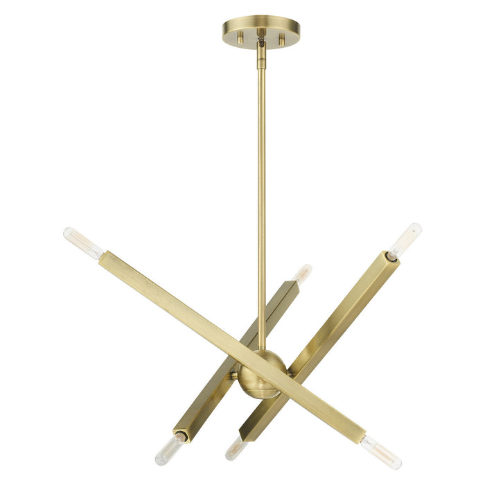 Livex Lighting 46984-01 Six Light Chandelier, Antique Brass