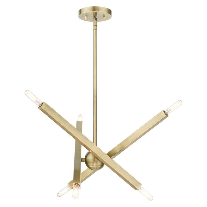 Livex Lighting 46984-01 Six Light Chandelier, Antique Brass