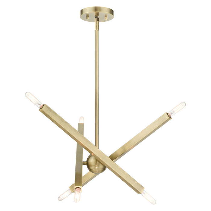 Livex Lighting 46984-01 Six Light Chandelier, Antique Brass