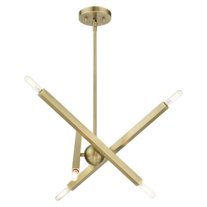 Livex Lighting 46984-01 Six Light Chandelier, Antique Brass
