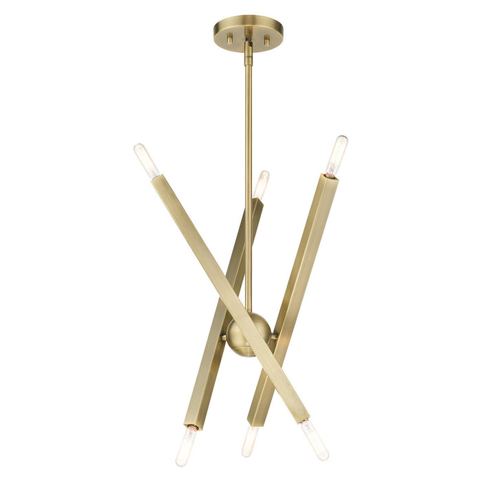 Livex Lighting 46984-01 Six Light Chandelier, Antique Brass