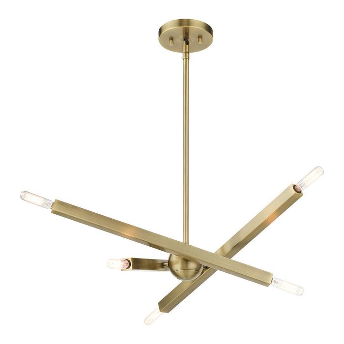 Livex Lighting 46984-01 Six Light Chandelier, Antique Brass