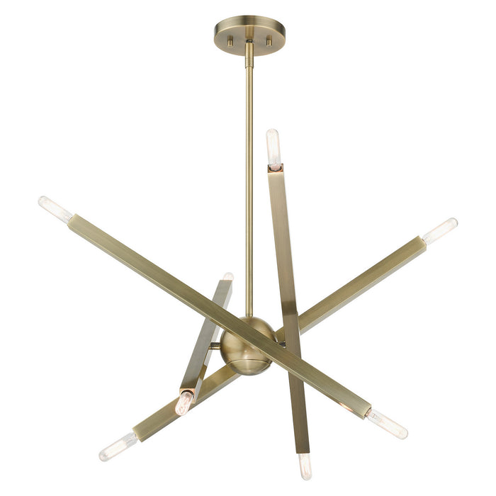 Livex Lighting 46985-01 Eight Light Chandelier, Antique Brass