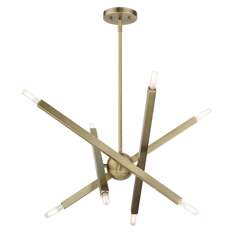 Livex Lighting 46985-01 Eight Light Chandelier, Antique Brass
