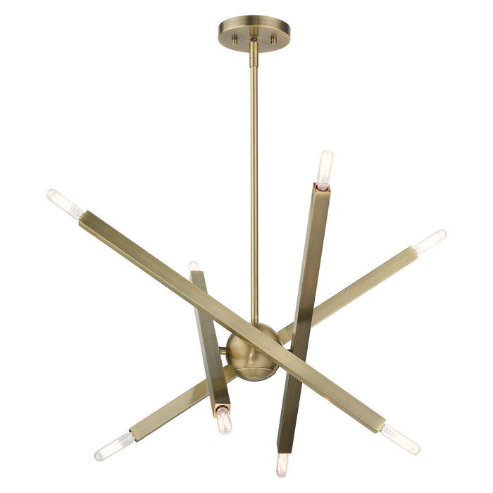 Livex Lighting 46985-01 Eight Light Chandelier, Antique Brass
