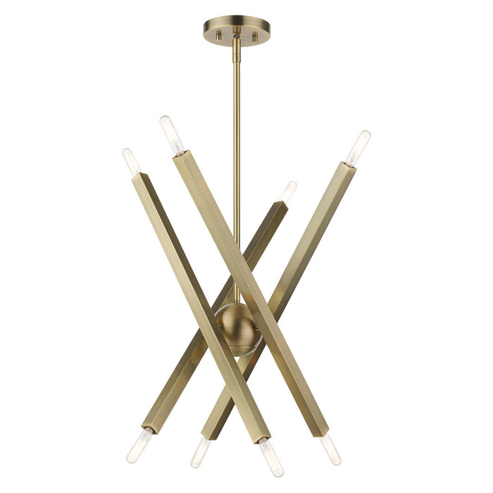 Livex Lighting 46985-01 Eight Light Chandelier, Antique Brass