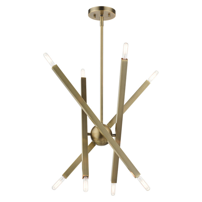 Livex Lighting 46985-01 Eight Light Chandelier, Antique Brass