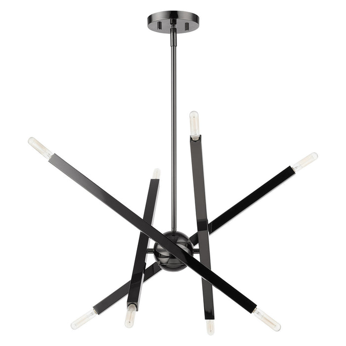 Livex Lighting 46985-46 Eight Light Chandelier, Black Chrome