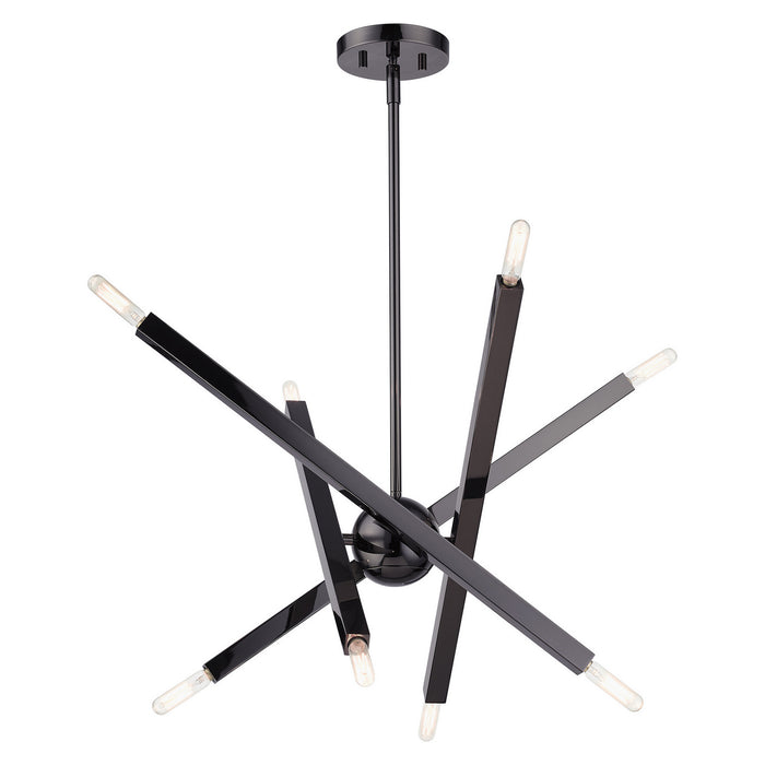 Livex Lighting 46985-46 Eight Light Chandelier, Black Chrome