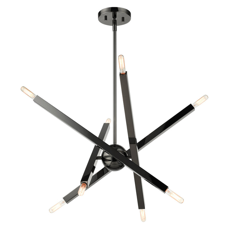 Livex Lighting 46985-46 Eight Light Chandelier, Black Chrome