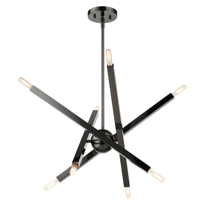 Livex Lighting 46985-46 Eight Light Chandelier, Black Chrome