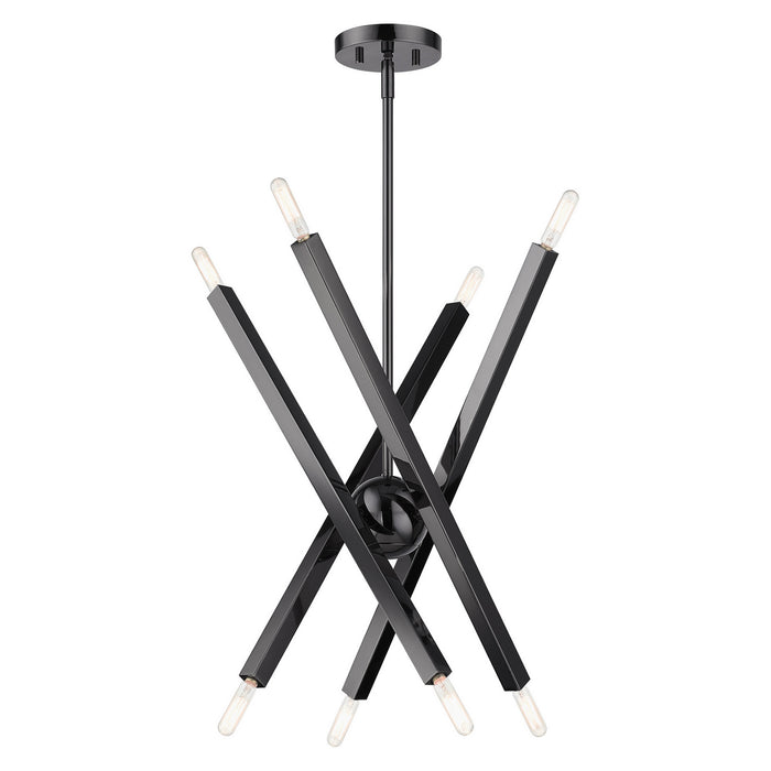Livex Lighting 46985-46 Eight Light Chandelier, Black Chrome