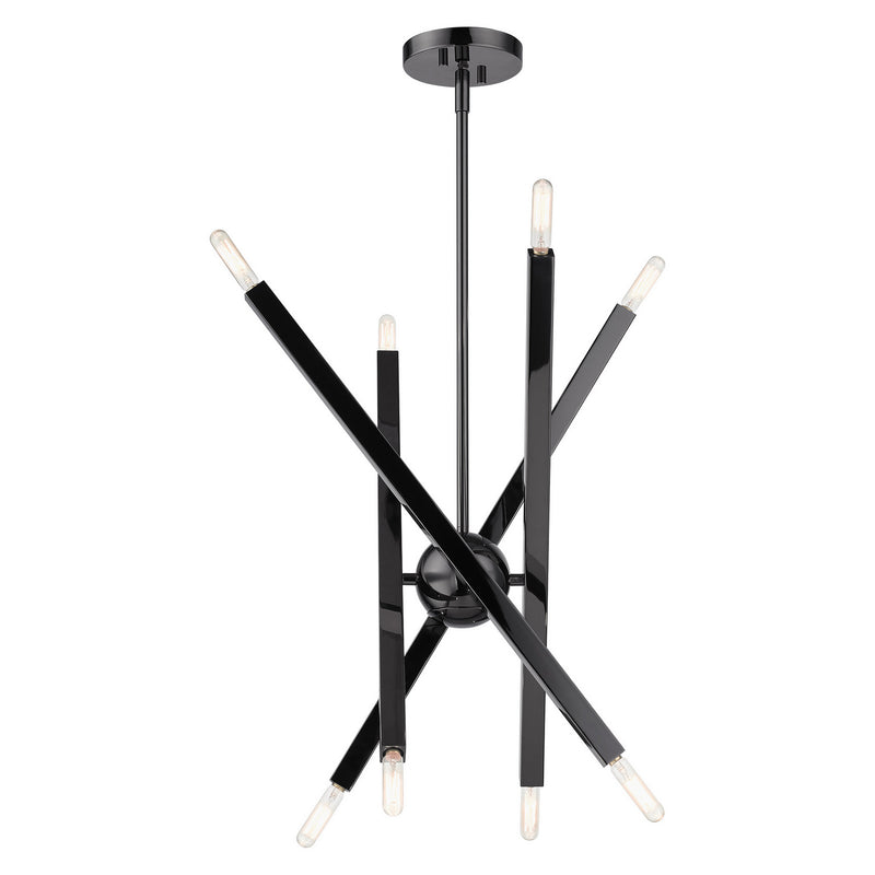 Livex Lighting 46985-46 Eight Light Chandelier, Black Chrome
