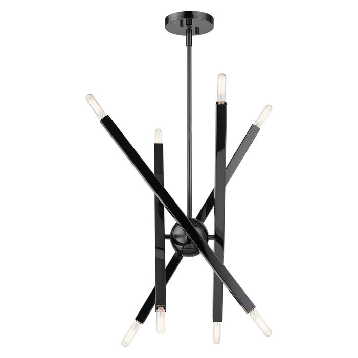 Livex Lighting 46985-46 Eight Light Chandelier, Black Chrome