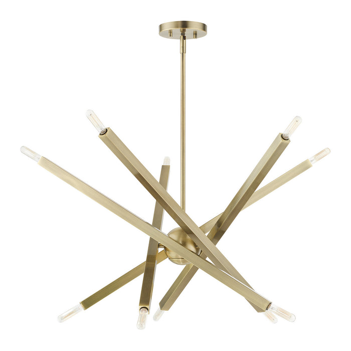 Livex Lighting 46986-01 Ten Light Chandelier, Antique Brass