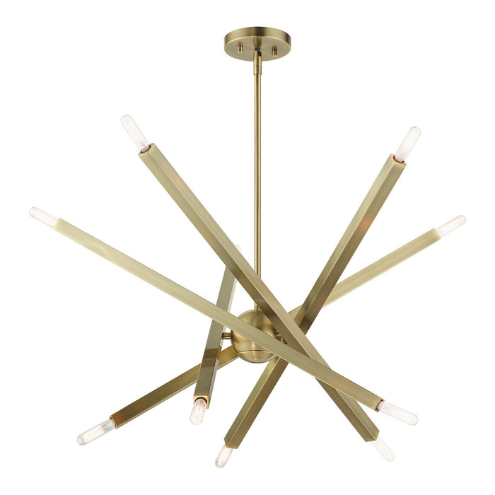 Livex Lighting 46986-01 Ten Light Chandelier, Antique Brass