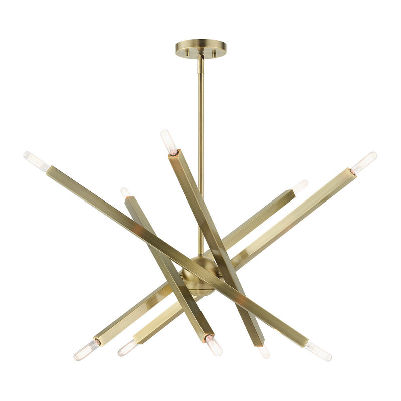 Livex Lighting 46986-01 Ten Light Chandelier, Antique Brass