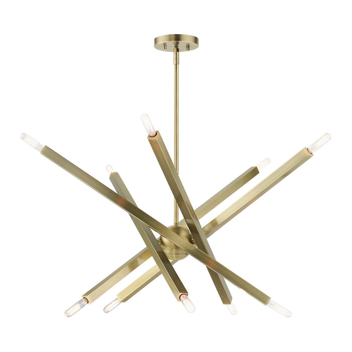 Livex Lighting 46986-01 Ten Light Chandelier, Antique Brass