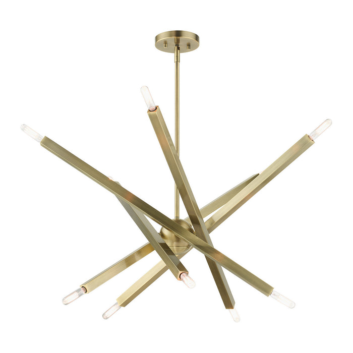 Livex Lighting 46986-01 Ten Light Chandelier, Antique Brass