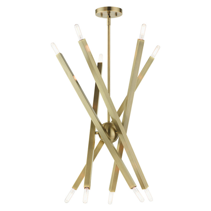 Livex Lighting 46986-01 Ten Light Chandelier, Antique Brass