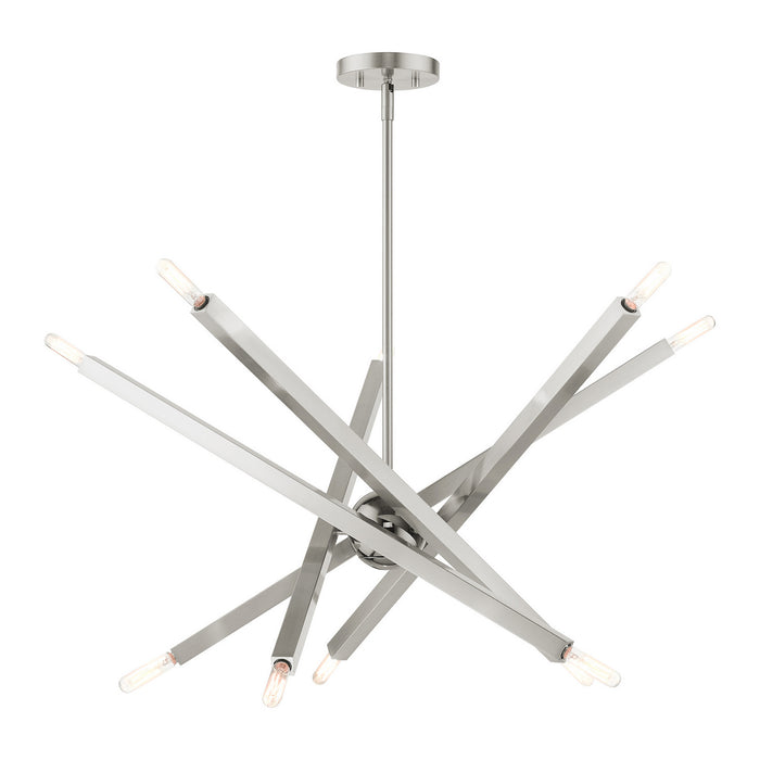 Livex Lighting 46986-91 Ten Light Chandelier, Brushed Nickel w/ Black Chromes